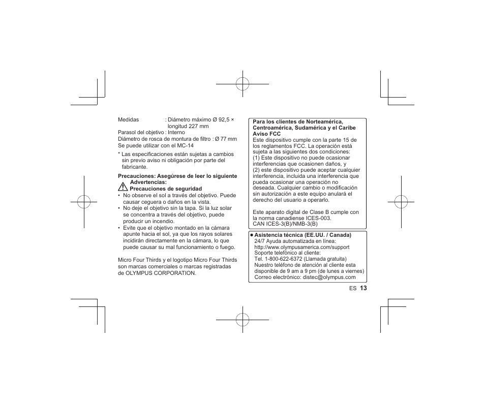 Olympus M.Zuiko Digital ED 300mm f/4 IS PRO Lens User Manual | Page 11 / 101