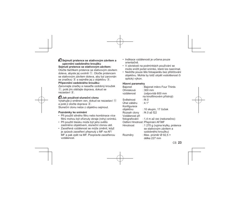 Olympus M.Zuiko Digital ED 300mm f/4 IS PRO Lens User Manual | Page 21 / 101