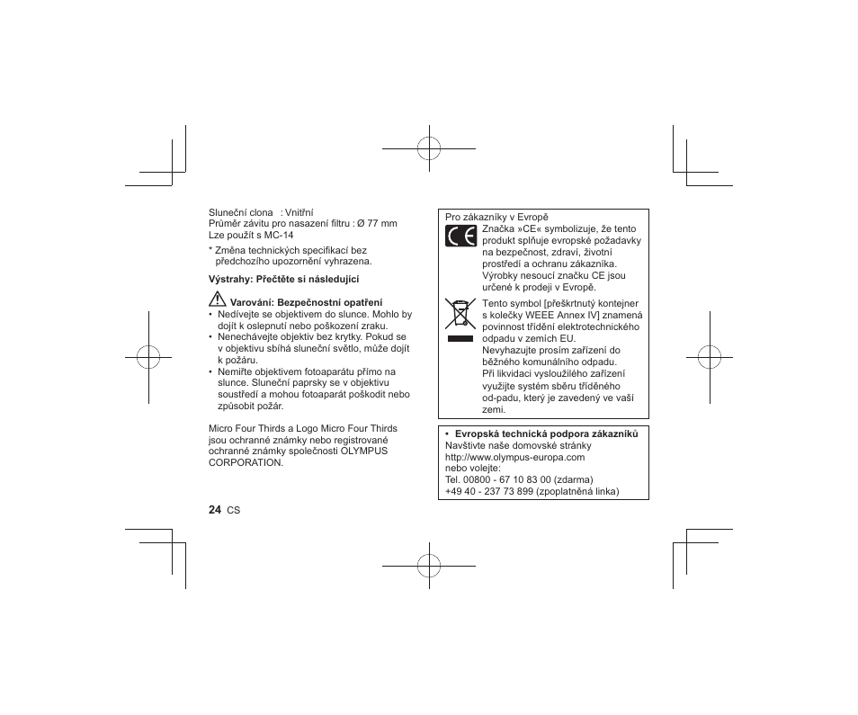 Olympus M.Zuiko Digital ED 300mm f/4 IS PRO Lens User Manual | Page 22 / 101