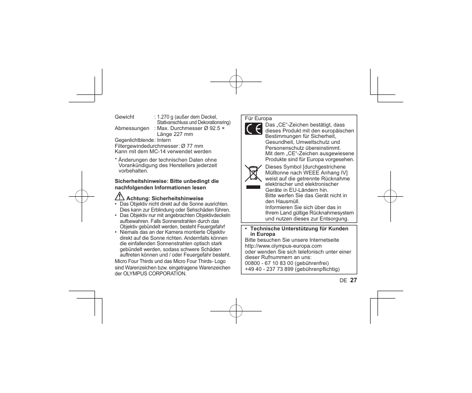 Olympus M.Zuiko Digital ED 300mm f/4 IS PRO Lens User Manual | Page 25 / 101