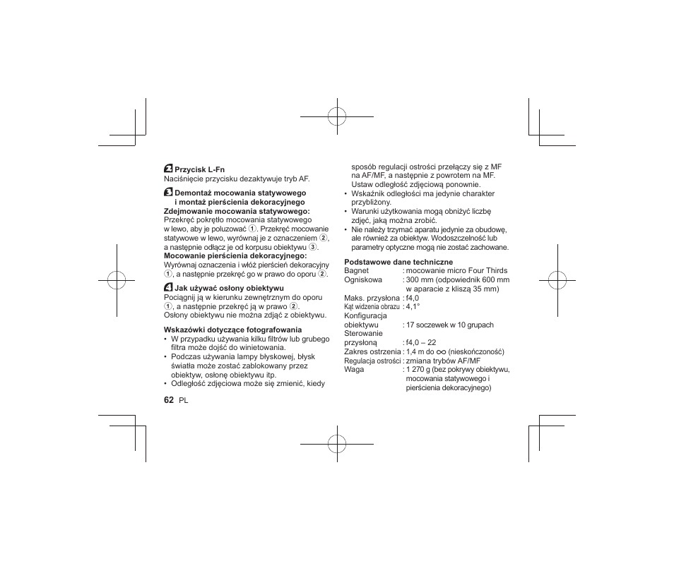 Olympus M.Zuiko Digital ED 300mm f/4 IS PRO Lens User Manual | Page 60 / 101