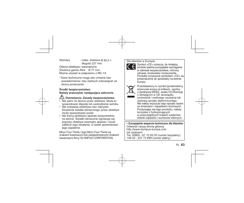 Olympus M.Zuiko Digital ED 300mm f/4 IS PRO Lens User Manual | Page 61 / 101