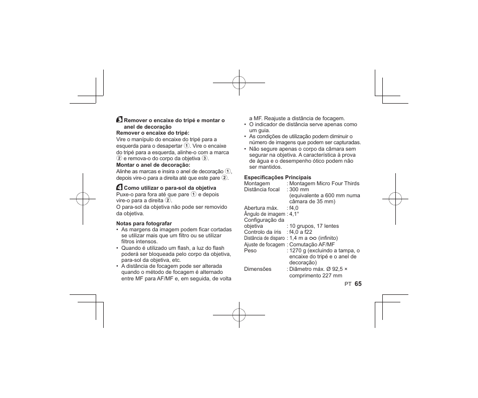 Olympus M.Zuiko Digital ED 300mm f/4 IS PRO Lens User Manual | Page 63 / 101