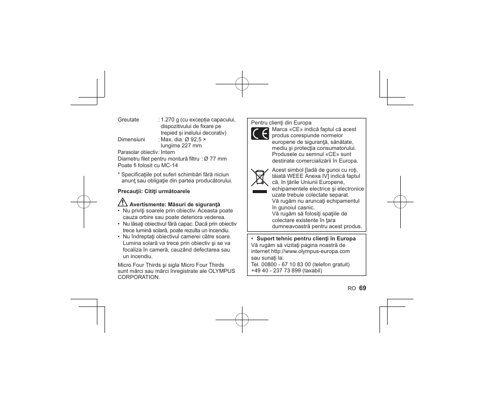 Olympus M.Zuiko Digital ED 300mm f/4 IS PRO Lens User Manual | Page 67 / 101