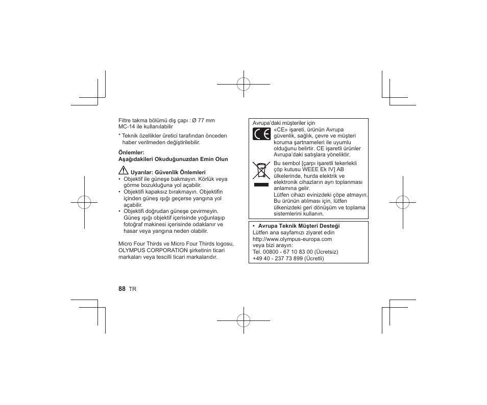 Olympus M.Zuiko Digital ED 300mm f/4 IS PRO Lens User Manual | Page 86 / 101