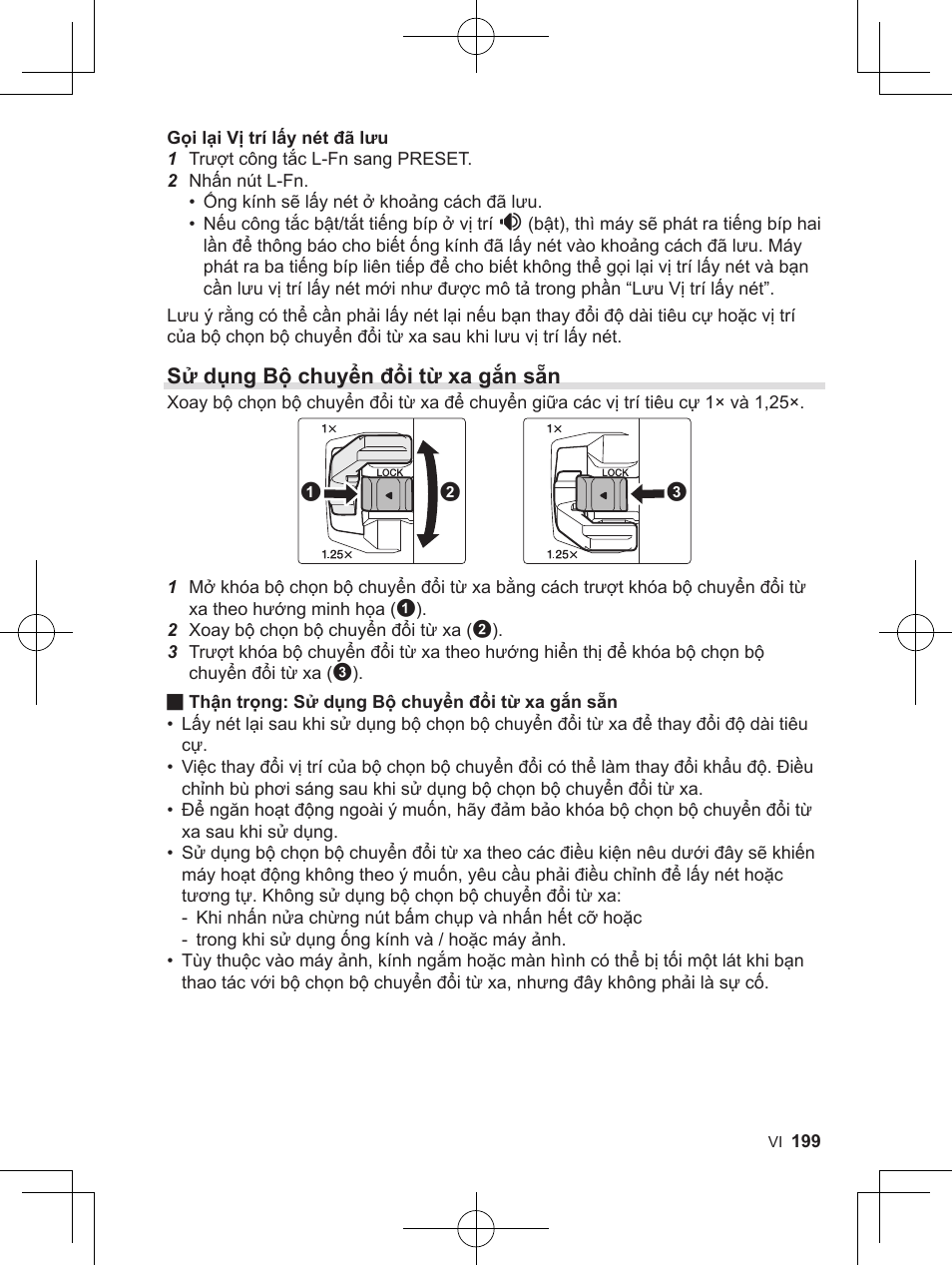 Sử dụng bộ chuyển đổi từ xa gắn sẵn | OM SYSTEM M. Zuiko 150-400mm f/4.5 TC 1.25 IS PRO Lens User Manual | Page 197 / 202