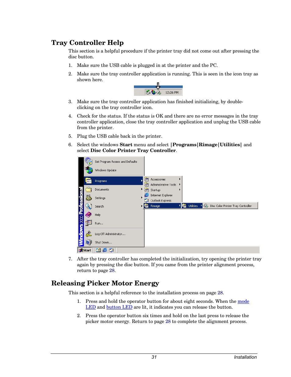 Tray controller help, Releasing picker motor energy | Dell CDPR3 User Manual | Page 31 / 57