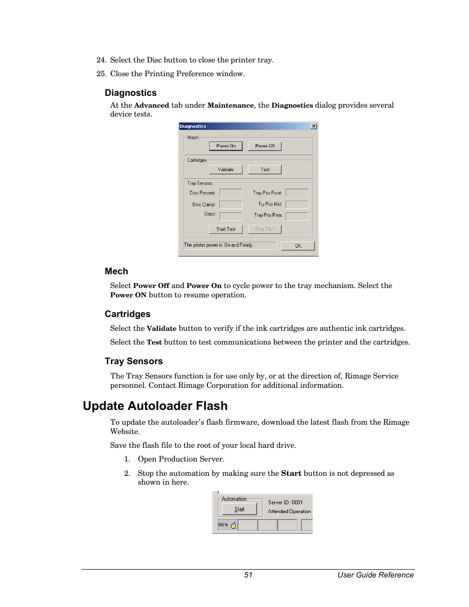 Diagnostics, Mech, Cartridges | Tray sensors, Update autoloader flash | Dell CDPR3 User Manual | Page 51 / 57