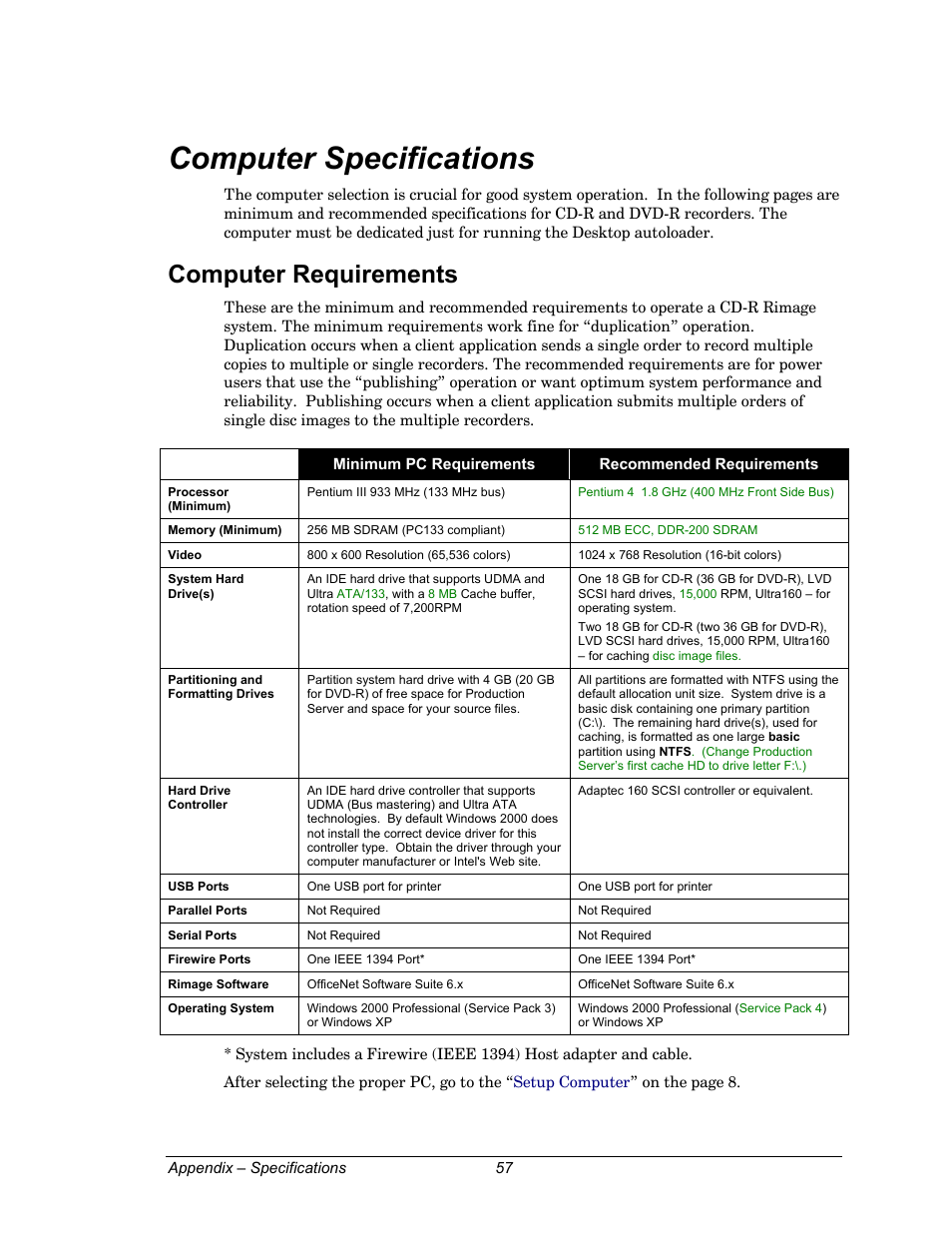 Computer specifications, Computer requirements, Computer | Specifications | Dell CDPR3 User Manual | Page 57 / 57