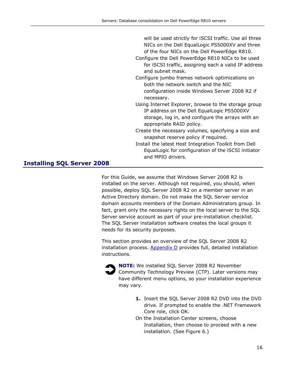 Installing sql server 2008 | Dell R810 User Manual | Page 16 / 48