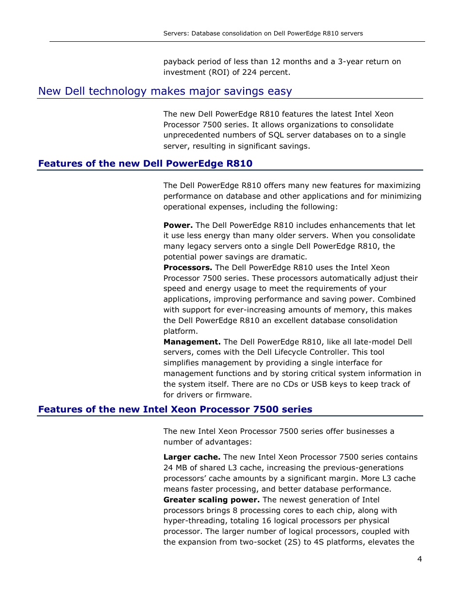 New dell technology makes major savings easy, Features of the new dell poweredge r810 | Dell R810 User Manual | Page 4 / 48