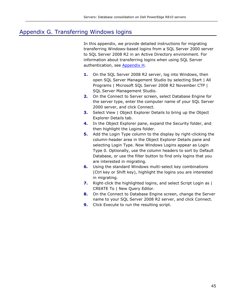 Appendix g. transferring windows logins | Dell R810 User Manual | Page 45 / 48