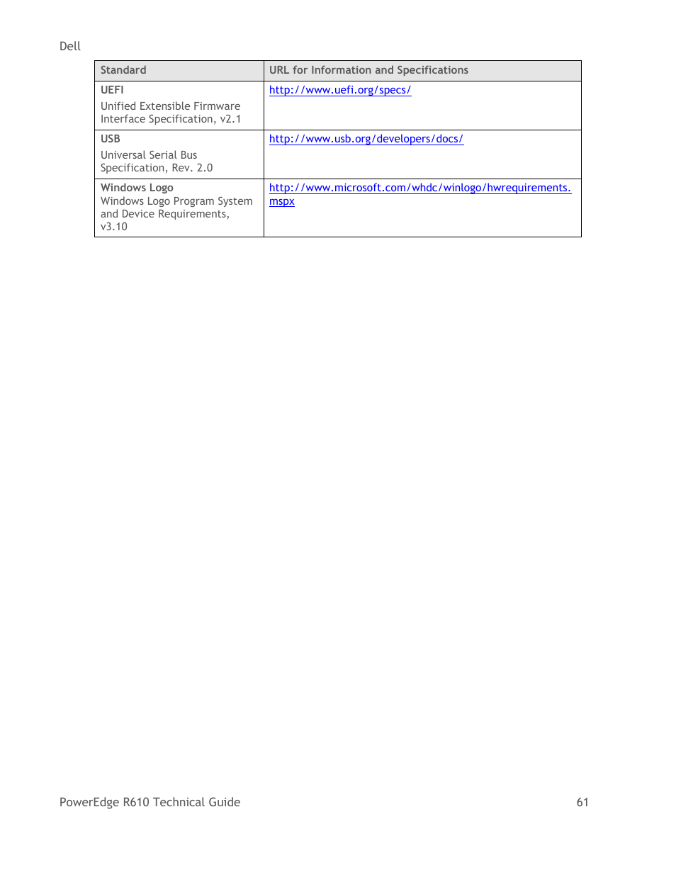 Dell POWEREDGE R610 User Manual | Page 61 / 61