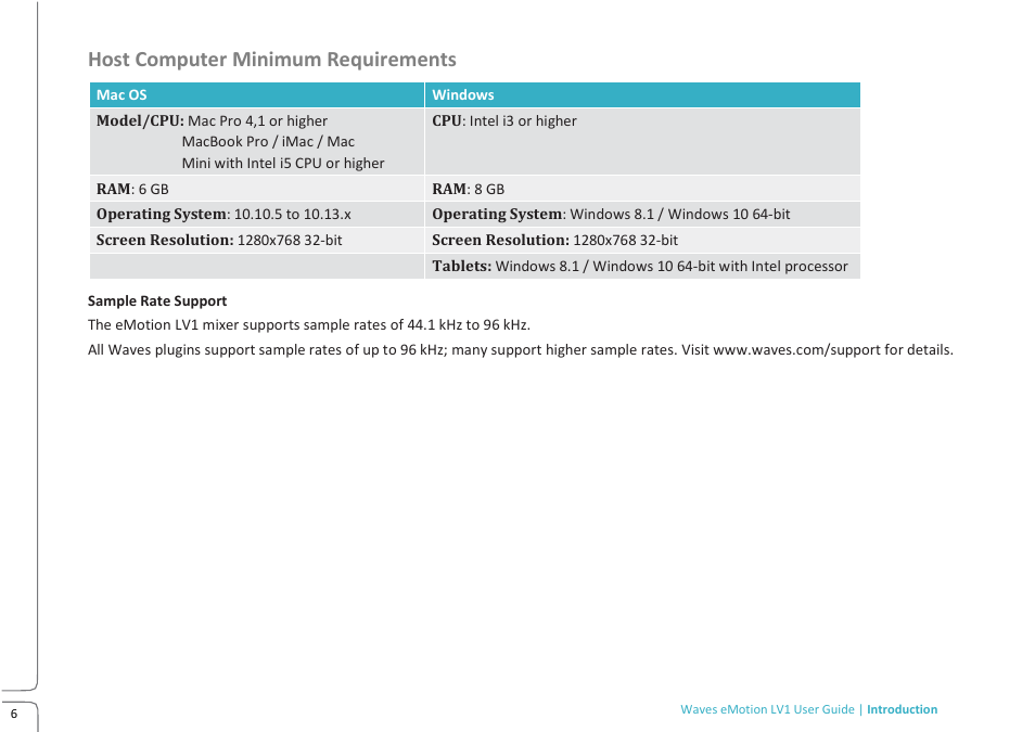 Lv1 preview 10.09 -2, Host computer minimum requirements, Host computer minimu m requirements | Waves eMotion LV1 64-Channel Mixer with Axis One Custom Computer User Manual | Page 11 / 220