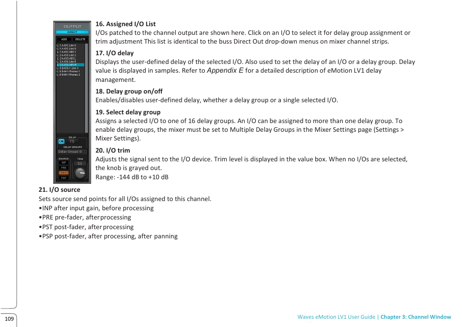 Waves eMotion LV1 64-Channel Mixer with Axis One Custom Computer User Manual | Page 114 / 220