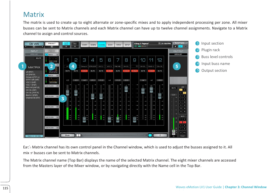 Matrix | Waves eMotion LV1 64-Channel Mixer with Axis One Custom Computer User Manual | Page 120 / 220
