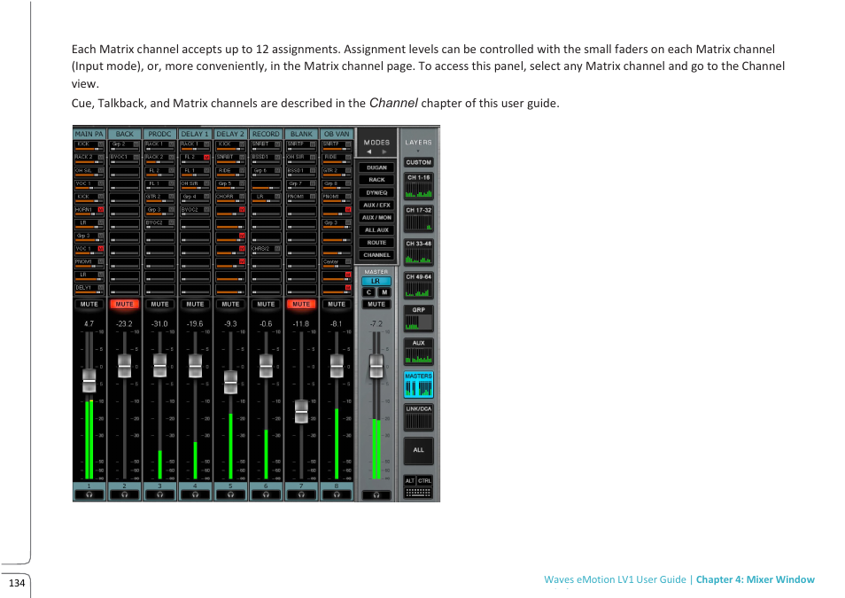 Waves eMotion LV1 64-Channel Mixer with Axis One Custom Computer User Manual | Page 139 / 220
