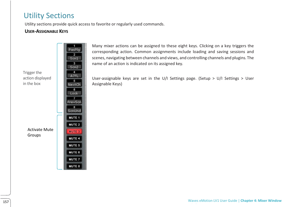 Utility sections | Waves eMotion LV1 64-Channel Mixer with Axis One Custom Computer User Manual | Page 162 / 220
