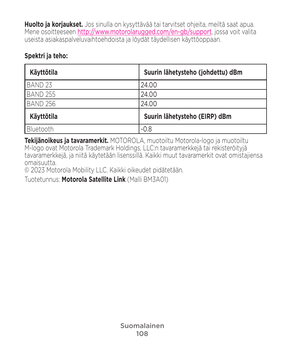 Motorola Defy Satellite Link User Manual | Page 108 / 134