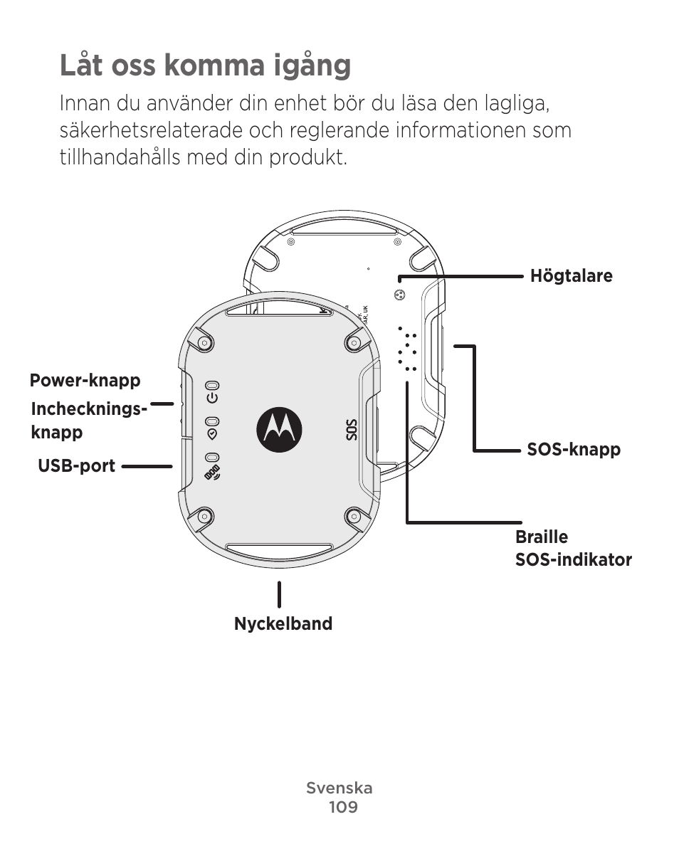 Låt oss komma igång | Motorola Defy Satellite Link User Manual | Page 109 / 134