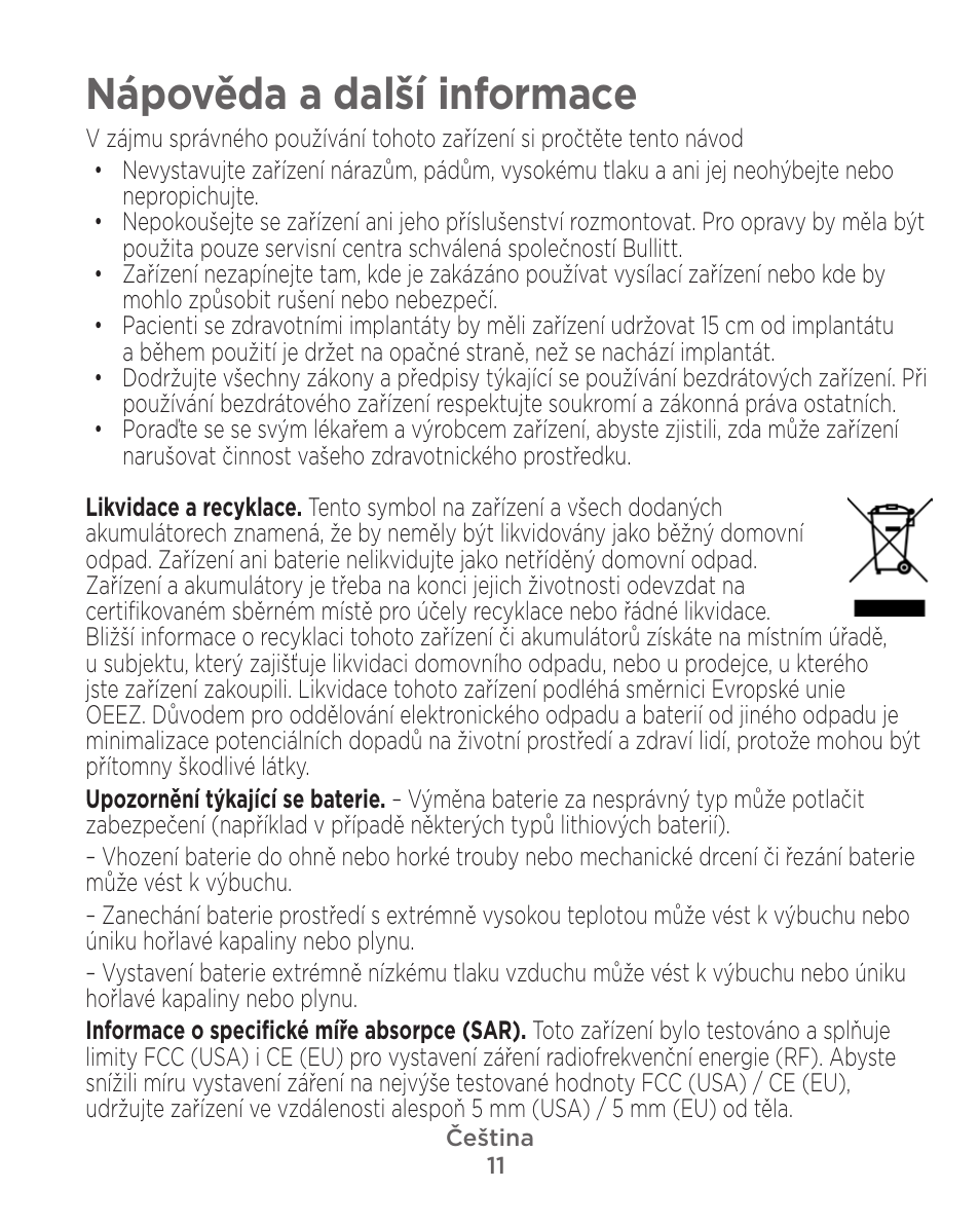 Nápověda a další informace | Motorola Defy Satellite Link User Manual | Page 11 / 134