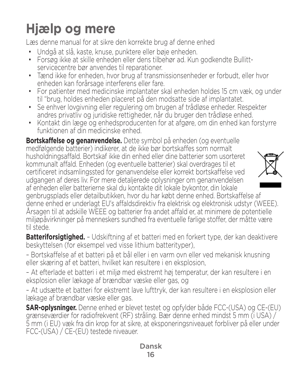 Hjælp og mere | Motorola Defy Satellite Link User Manual | Page 16 / 134