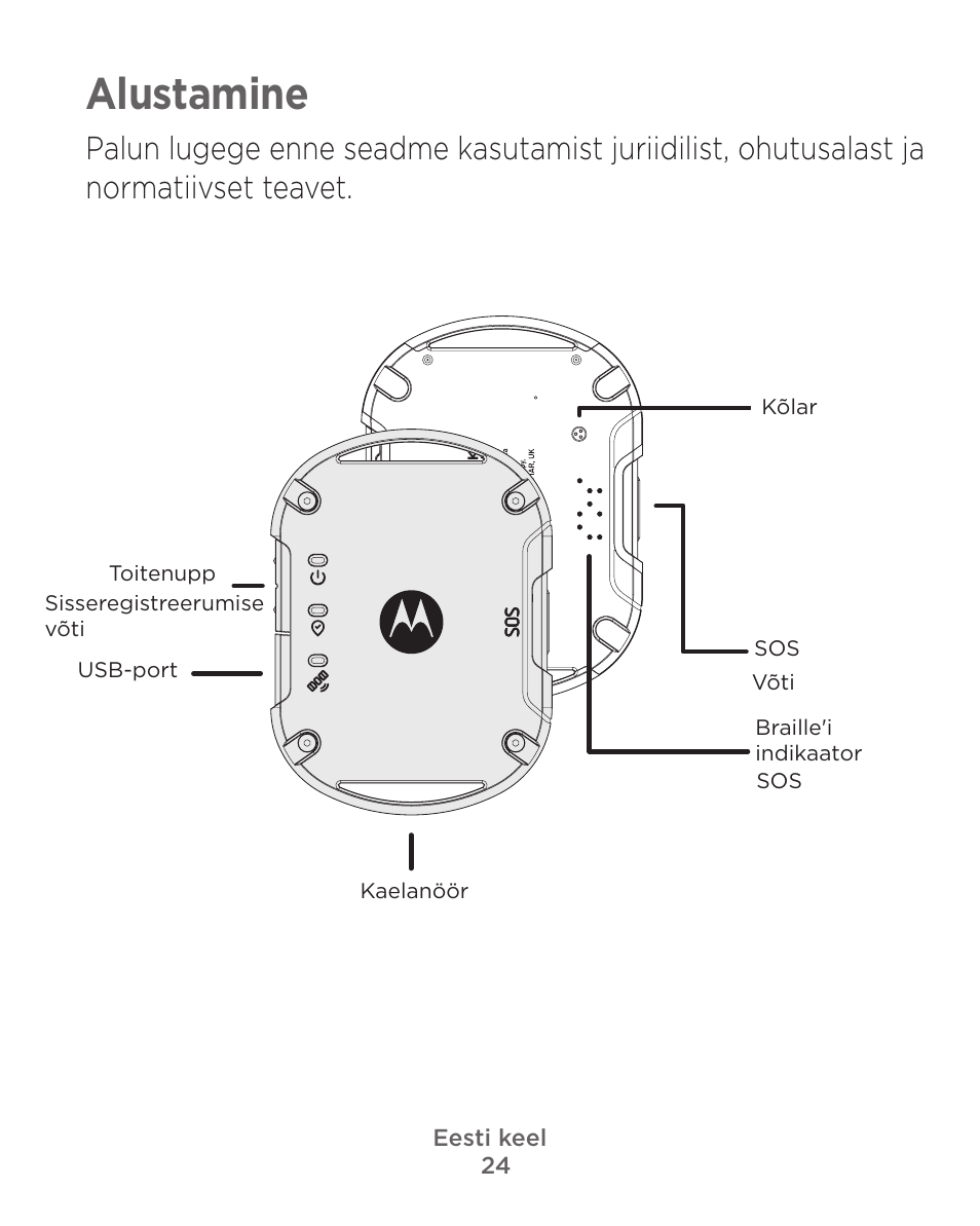 Alustamine | Motorola Defy Satellite Link User Manual | Page 24 / 134