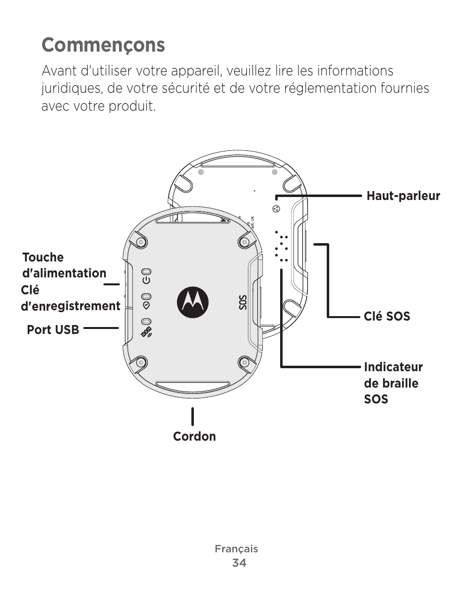 Commençons | Motorola Defy Satellite Link User Manual | Page 34 / 134