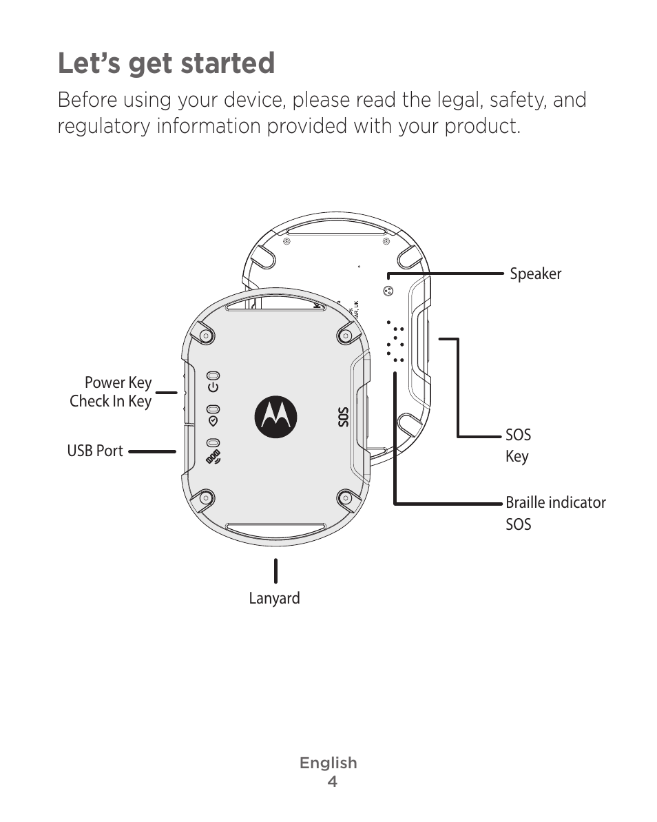 Let’s get started | Motorola Defy Satellite Link User Manual | Page 4 / 134