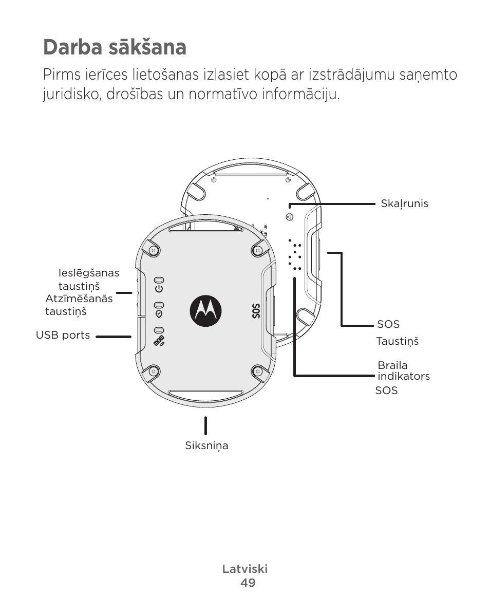 Darba sākšana | Motorola Defy Satellite Link User Manual | Page 49 / 134