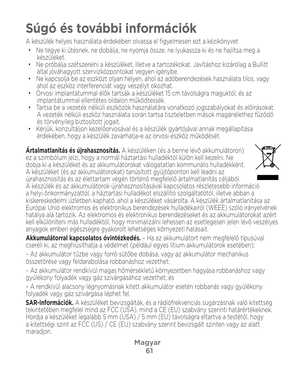 Súgó és további információk | Motorola Defy Satellite Link User Manual | Page 61 / 134