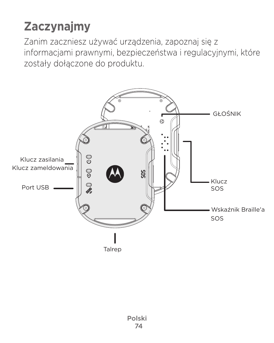 Zaczynajmy | Motorola Defy Satellite Link User Manual | Page 74 / 134