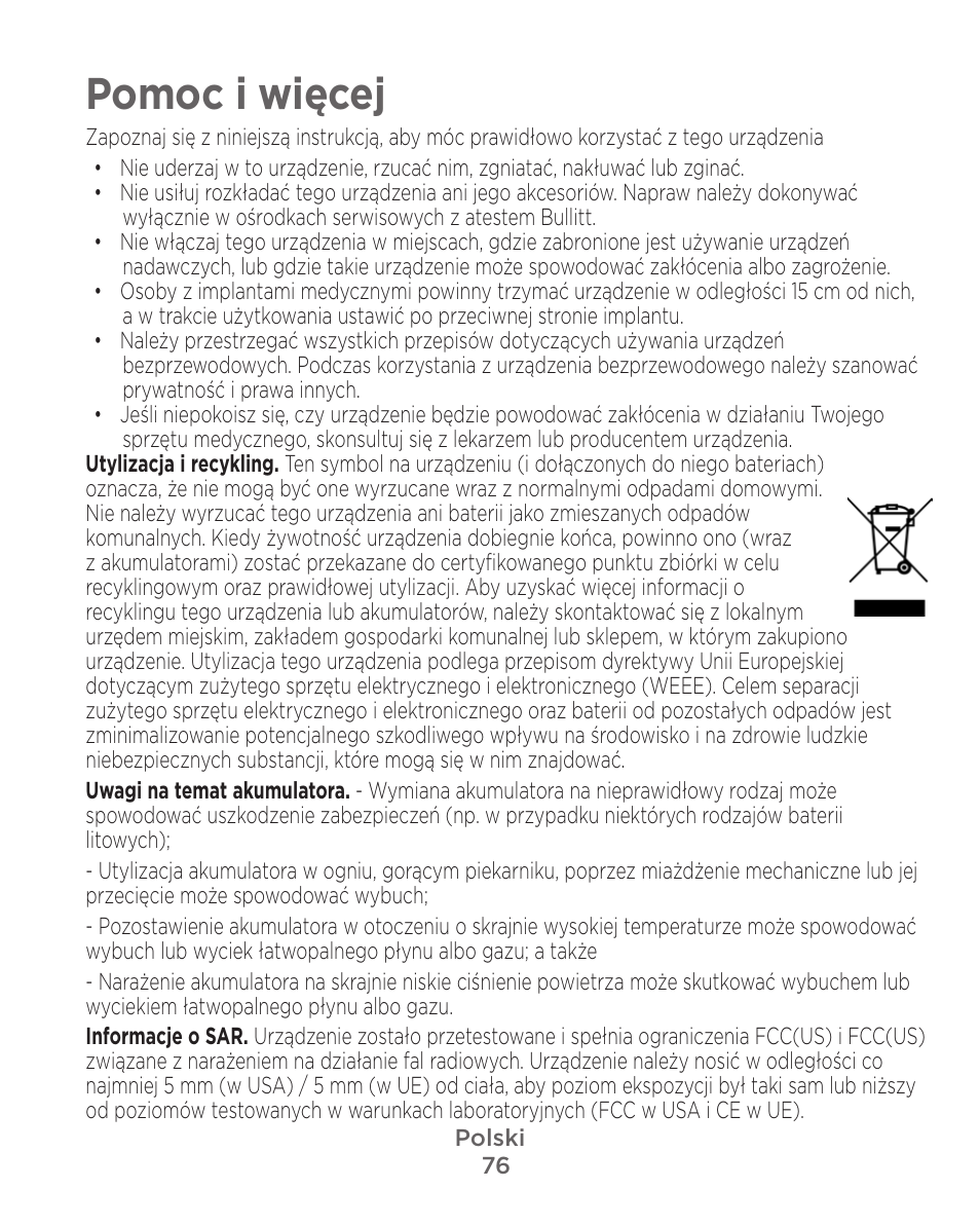 Pomoc i więcej | Motorola Defy Satellite Link User Manual | Page 76 / 134