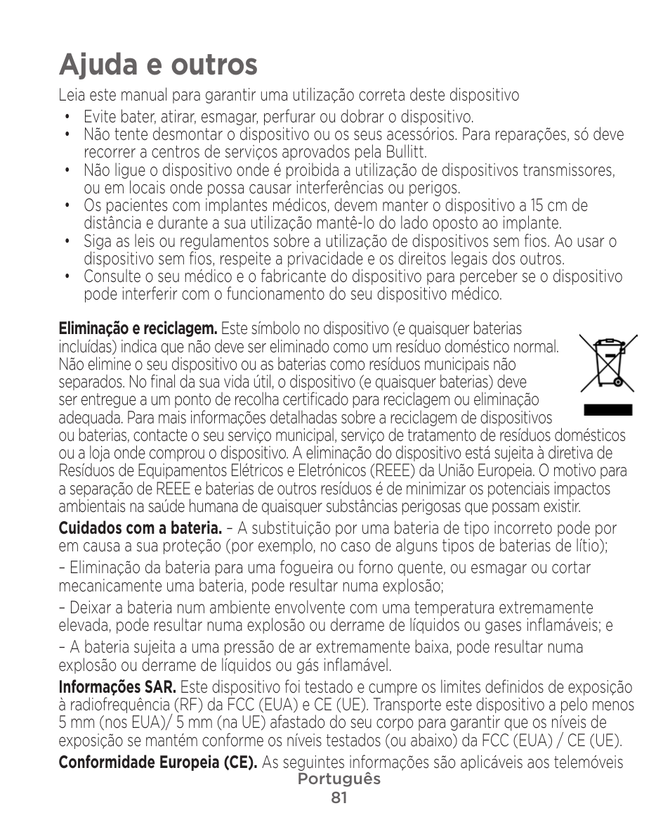 Ajuda e outros | Motorola Defy Satellite Link User Manual | Page 81 / 134