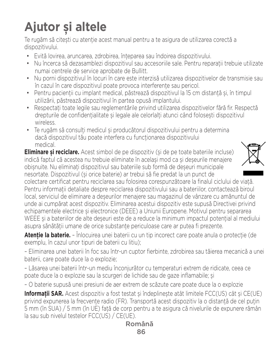 Ajutor și altele | Motorola Defy Satellite Link User Manual | Page 86 / 134