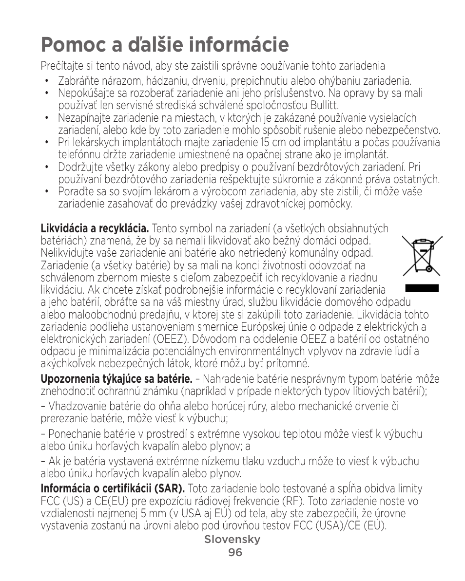 Pomoc a ďalšie informácie | Motorola Defy Satellite Link User Manual | Page 96 / 134