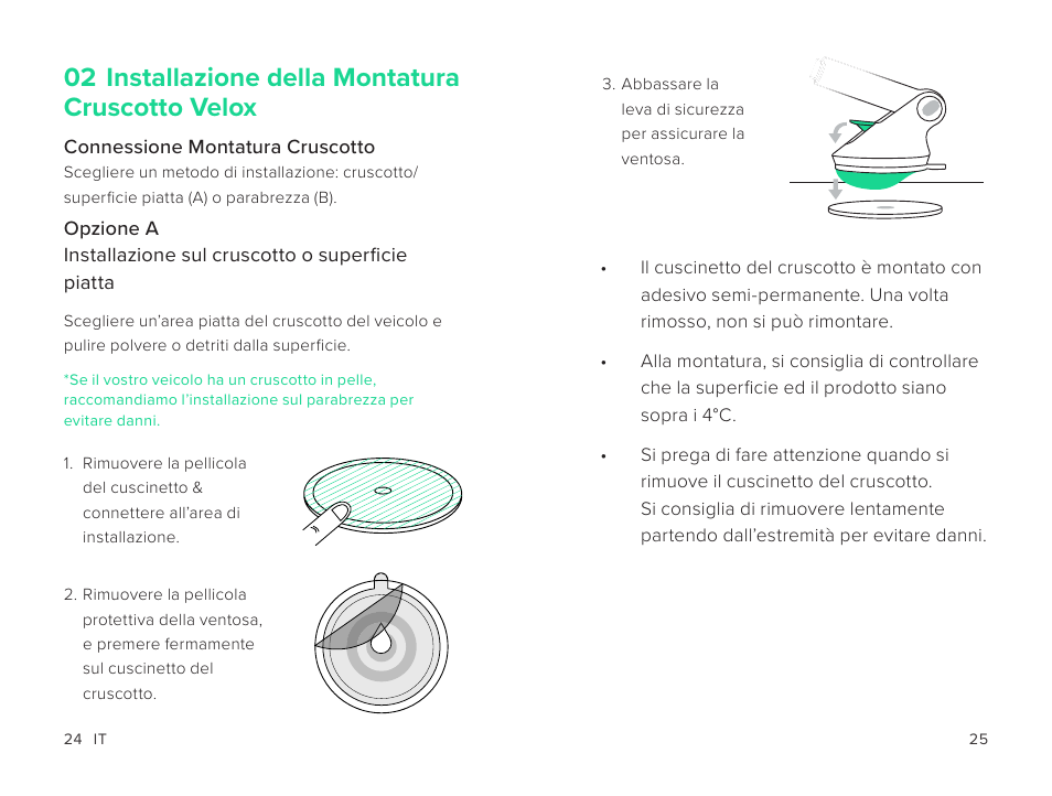 02 installazione della montatura cruscotto velox | iOttie Velox Magnetic Wireless Charging Dash and Windshield Mount User Manual | Page 13 / 25