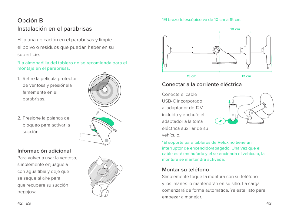 Opción b instalación en el parabrisas | iOttie Velox Magnetic Wireless Charging Dash and Windshield Mount User Manual | Page 22 / 25
