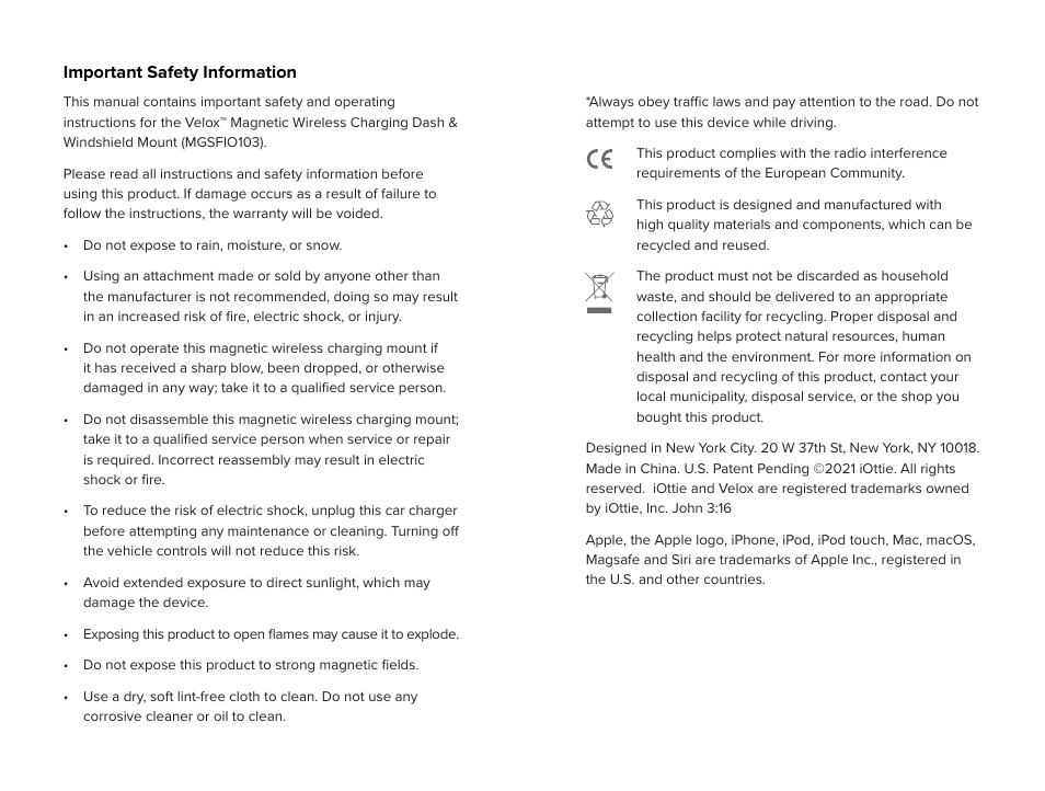 iOttie Velox Magnetic Wireless Charging Dash and Windshield Mount User Manual | Page 24 / 25