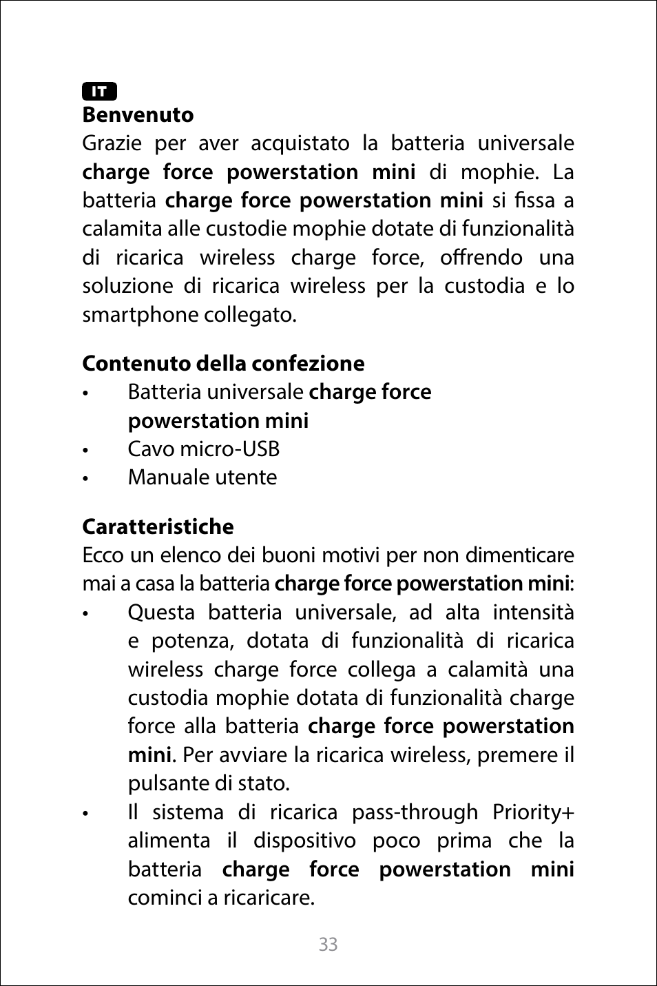 Italian | mophie Galaxy S8+ charge force case & powerstation mini User Manual | Page 33 / 171