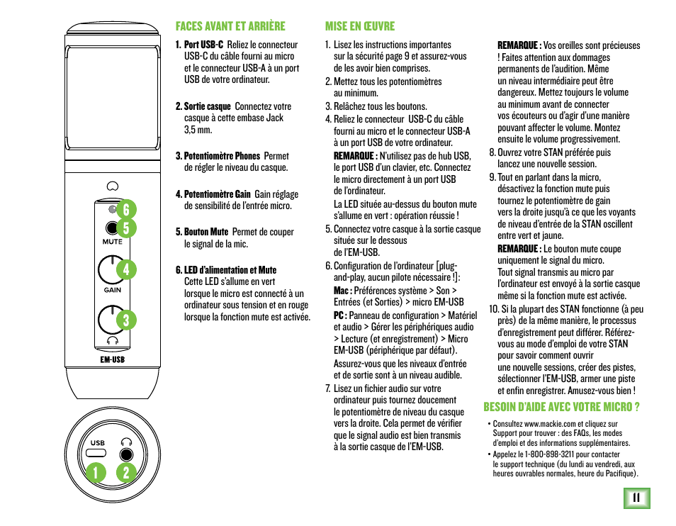 MACKIE EM-USB EleMent Series USB Condenser Microphone User Manual | Page 11 / 16