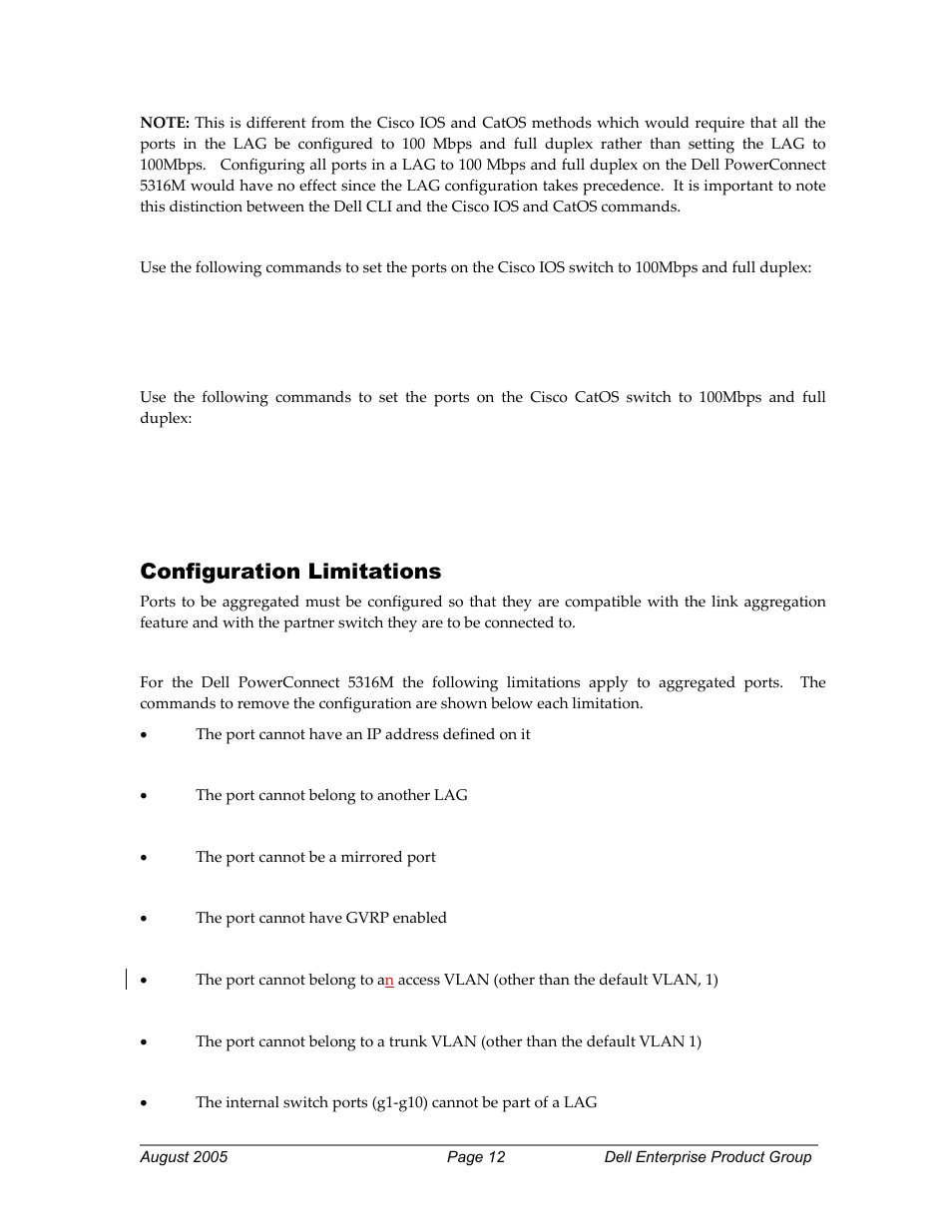 Configuration limitations | Dell 5316M User Manual | Page 12 / 15