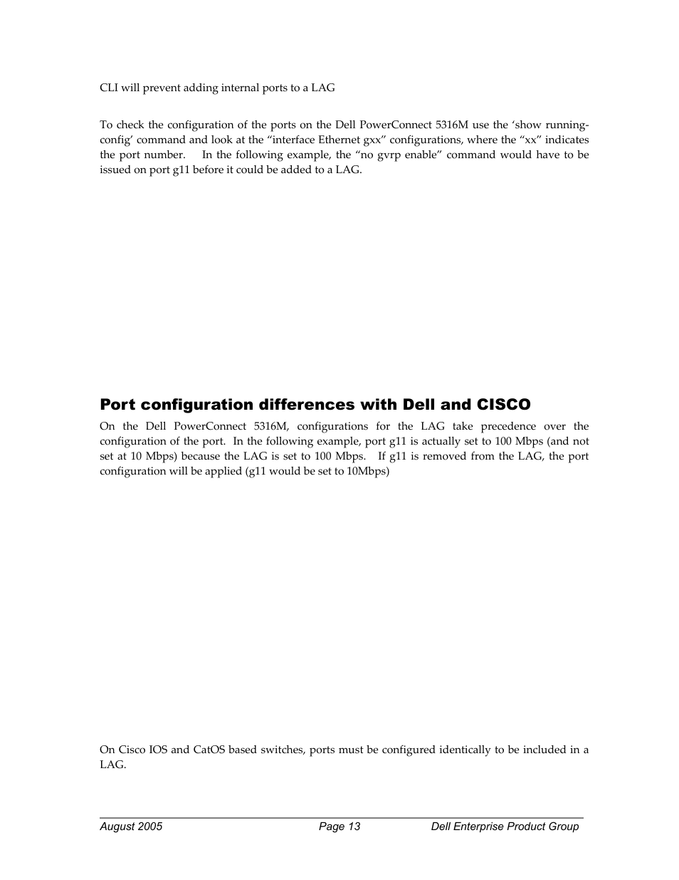 Port configuration differences with dell and cisco | Dell 5316M User Manual | Page 13 / 15