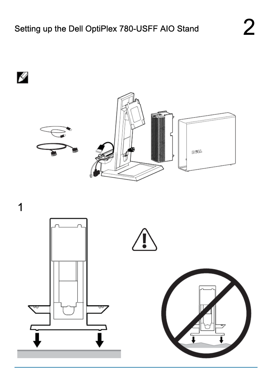 Setting up the dell optiplex 780-usff aio stand, Components | Dell OptiPlex ARAIO User Manual | Page 6 / 15