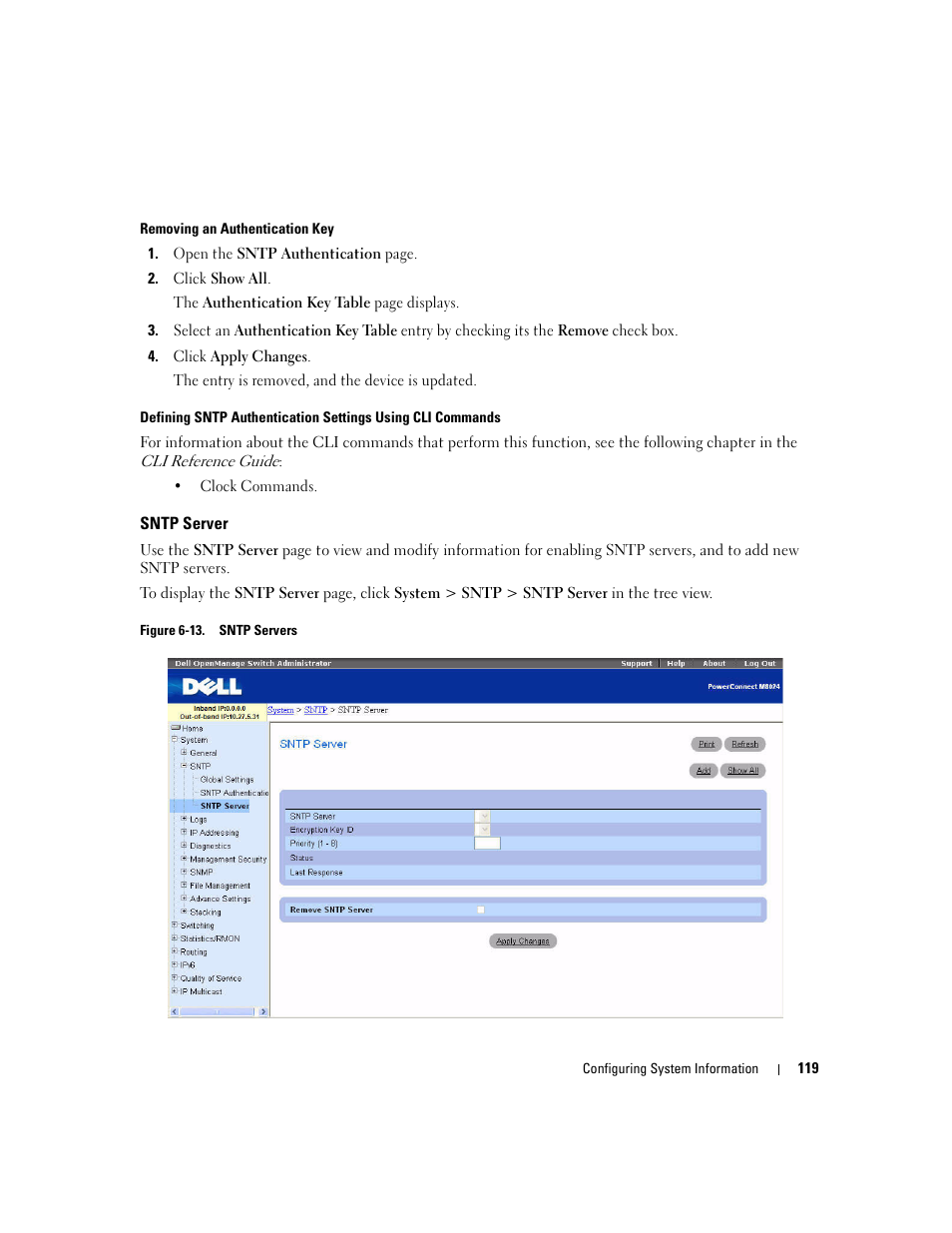 Sntp server | Dell PowerConnect M6220 User Manual | Page 121 / 737