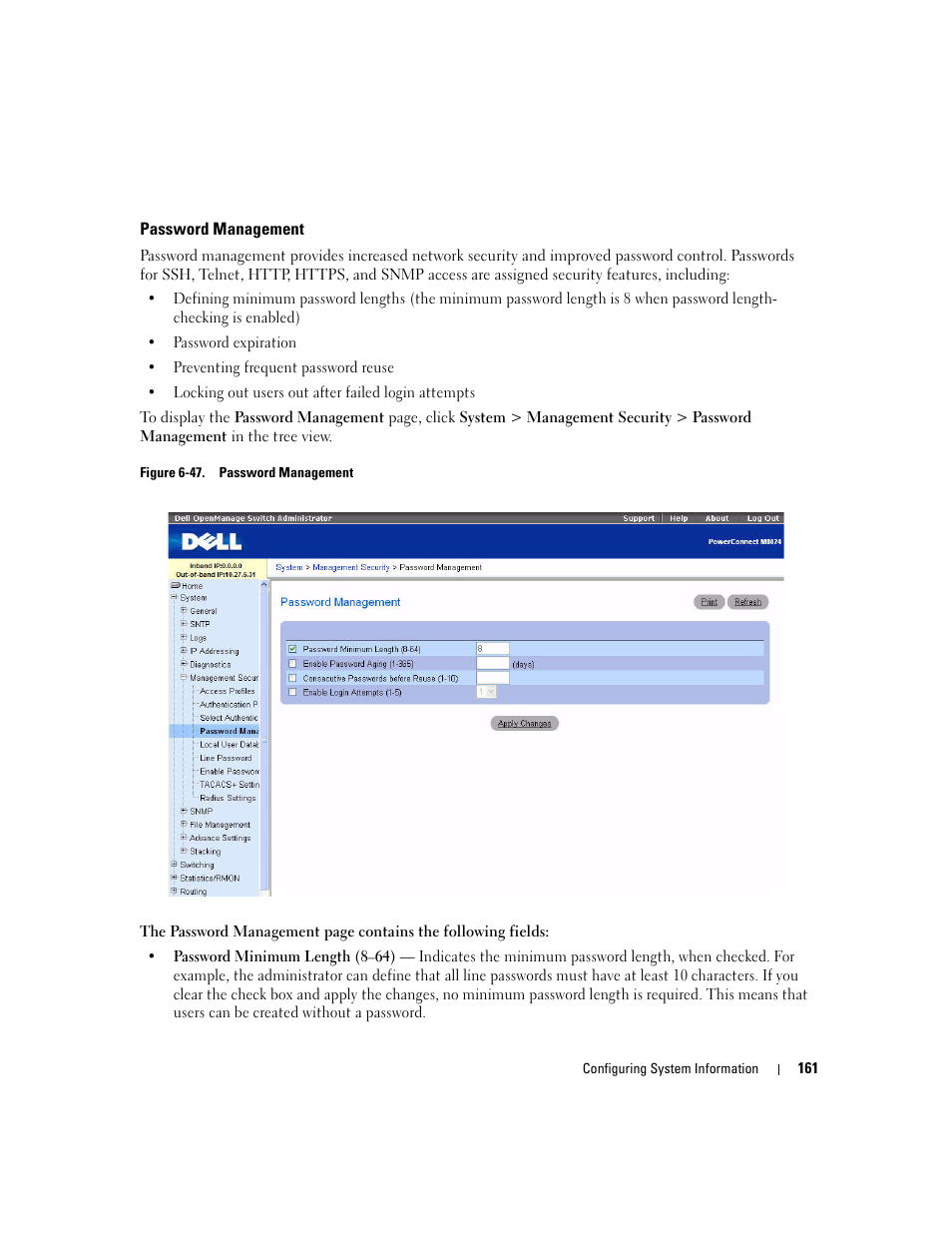 Password management | Dell PowerConnect M6220 User Manual | Page 163 / 737