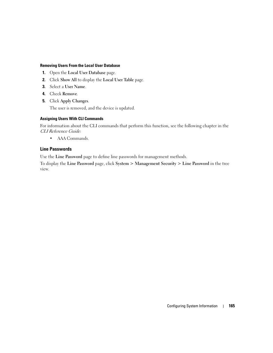 Line passwords | Dell PowerConnect M6220 User Manual | Page 167 / 737