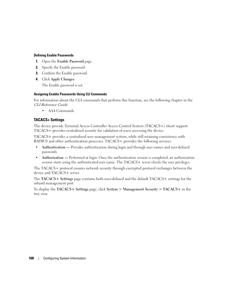 Tacacs+ settings | Dell PowerConnect M6220 User Manual | Page 170 / 737