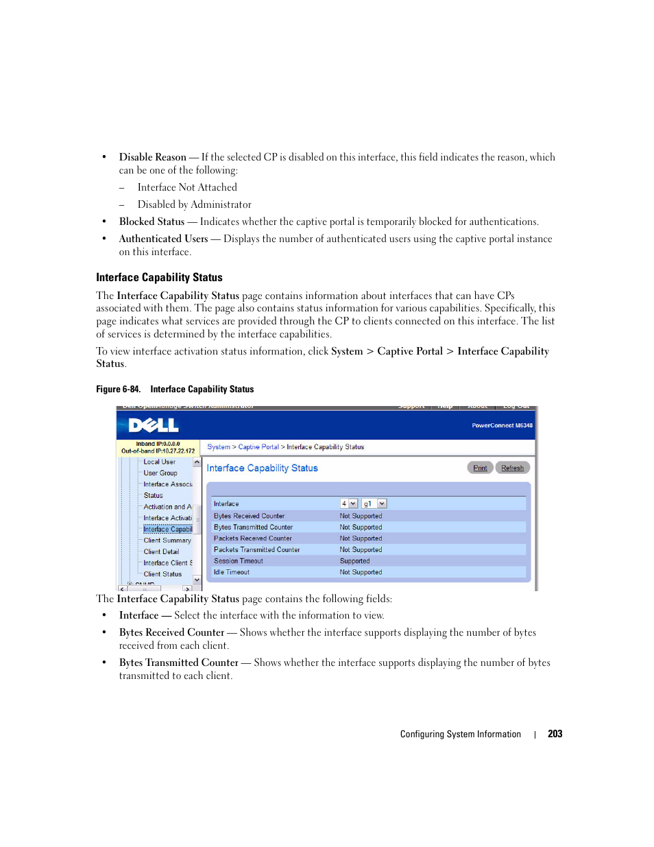Interface capability status | Dell PowerConnect M6220 User Manual | Page 205 / 737