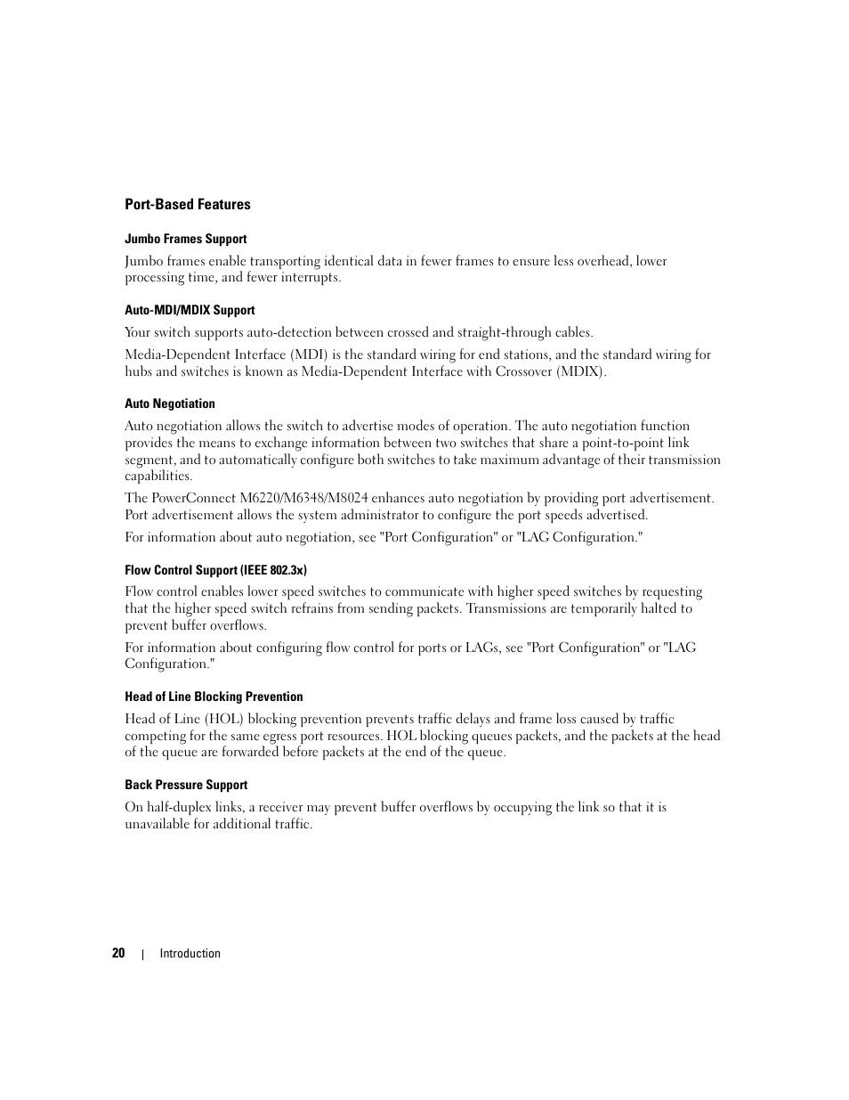 Port-based features | Dell PowerConnect M6220 User Manual | Page 22 / 737